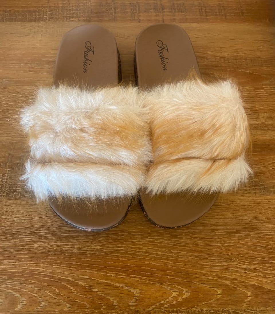 Fashion Fluffy Faux Fur Slides – Women's