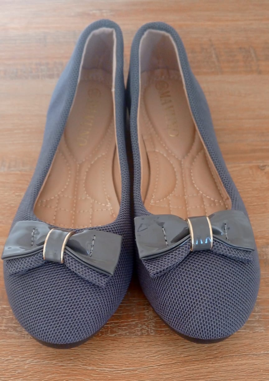Grey Tana Classic Bow Ballet Flats with elegant bow detail and comfortable design