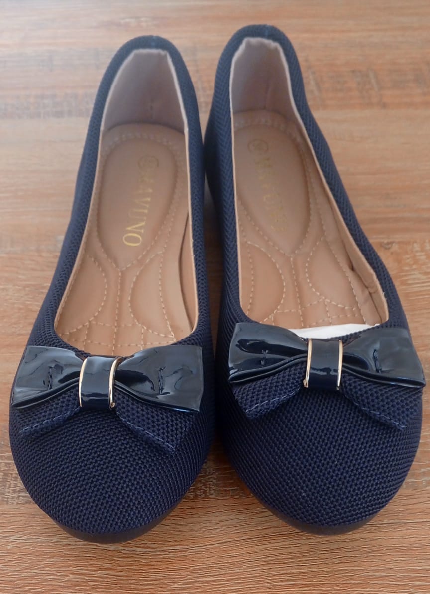 Blue Tana Classic Bow Ballet Flats with elegant bow detail and comfortable design