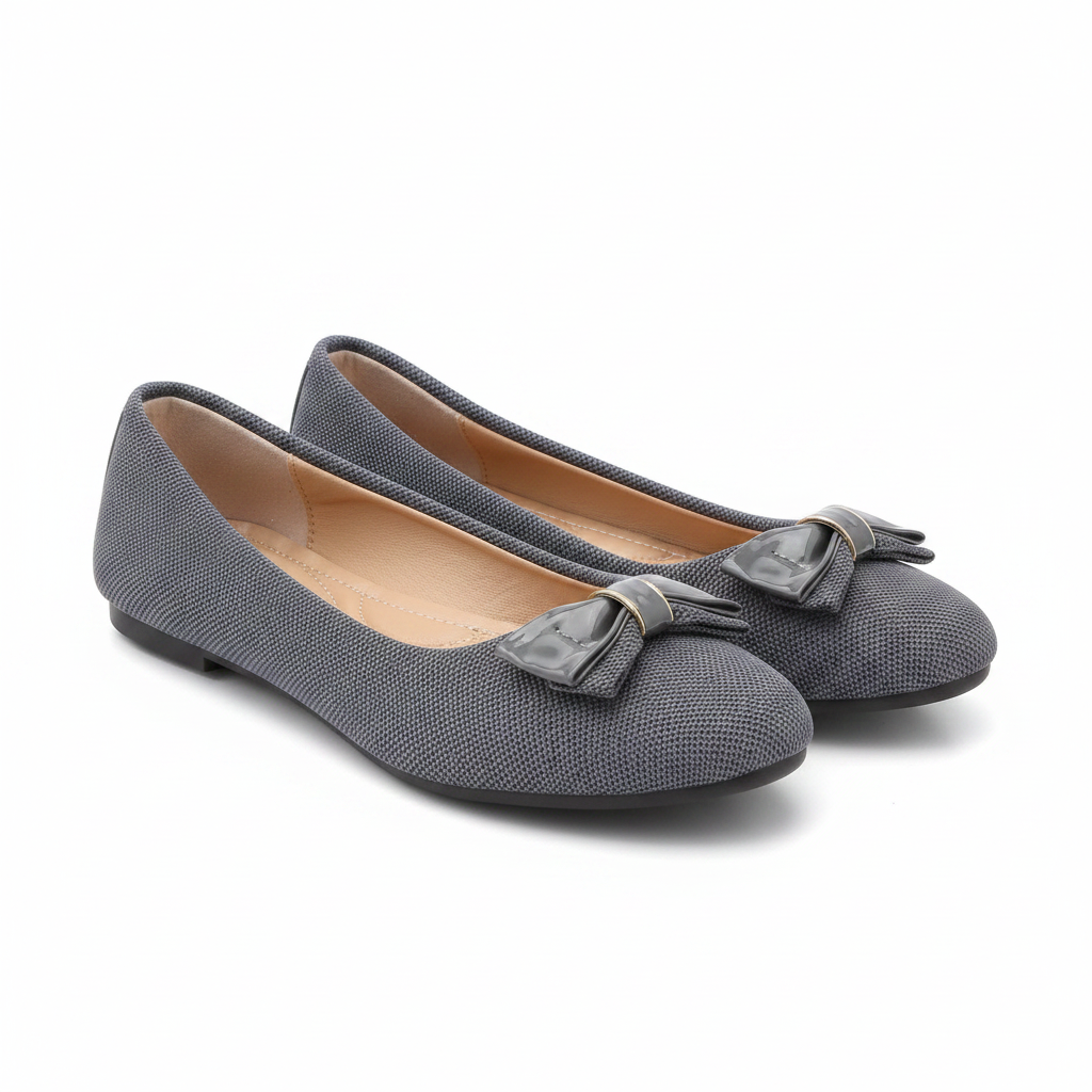 Grey Ballet Flats – Clean Product Shot