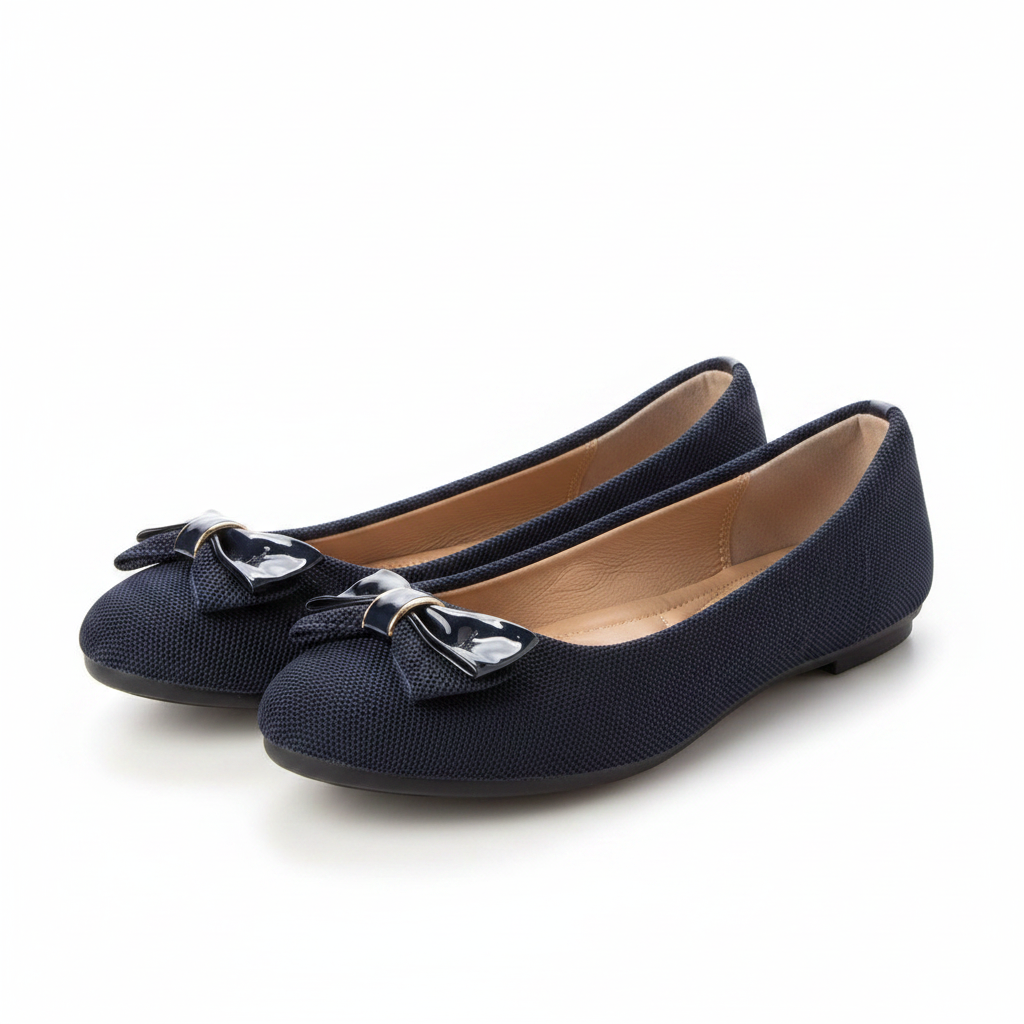 Navy Blue Ballet Flats – Clean Product Shot