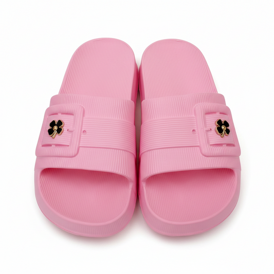 LuxeStep Women’s Open-Toe Slides – Black & Pink | EU 36–41
