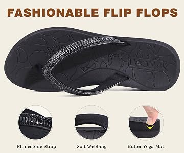 Oncai Women's Rhinestone Flip Flops